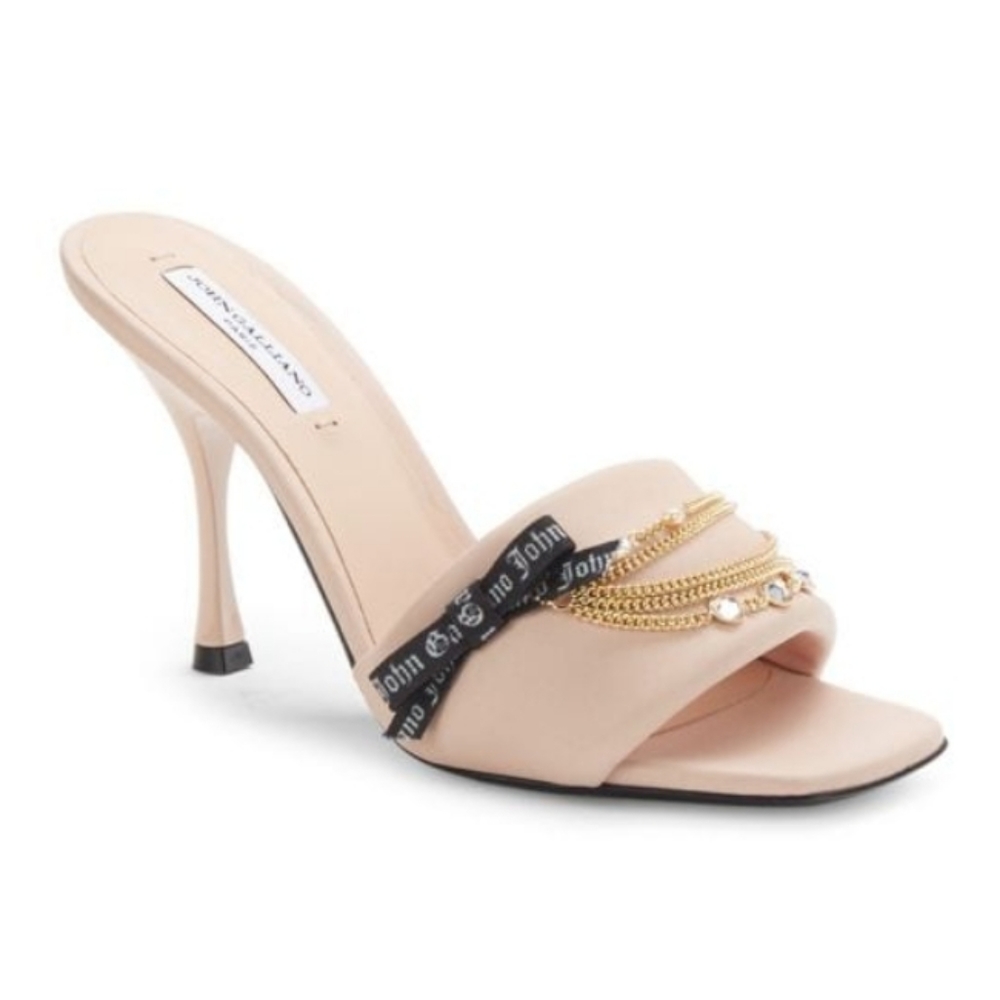 John Galliano Chain Vamp Logo Heel Sandal (US 5)(EUR 35 1\2)